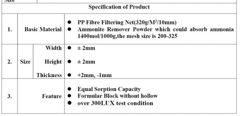 Filter Pad (NH3) to Absorb Ammonia in Aquarium