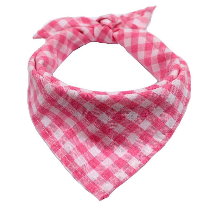 Puppy Square Plaid Printing Adjustable Scarf Dog Clothes Dog Bandana