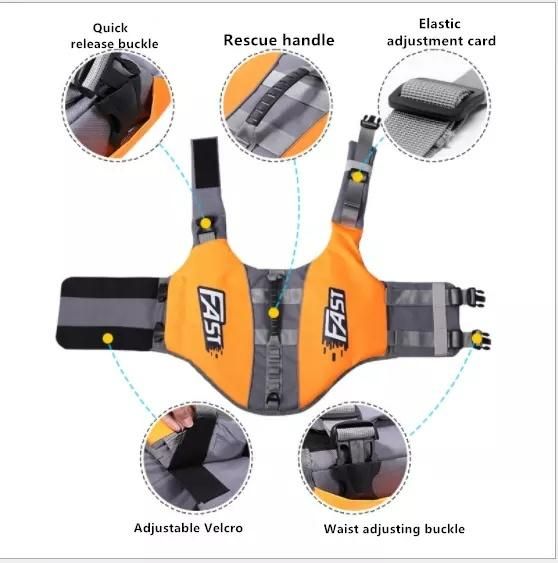 Custom Adjustable Waterproof Printed Reflective Swimming Safety Neoprene Pet Dog Life Jacket Vest