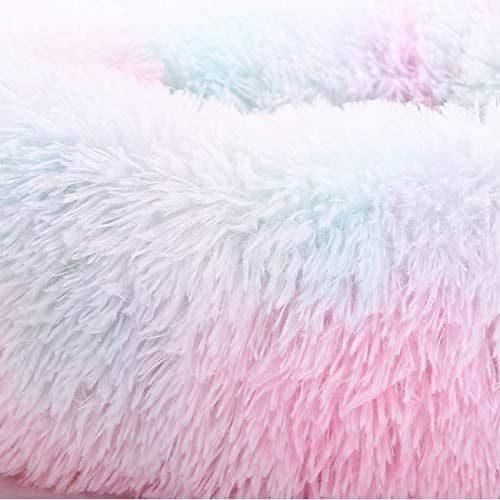 Rainbow Marshmallow Cat Bed Round Donut Bed Sofa for Small Dogs