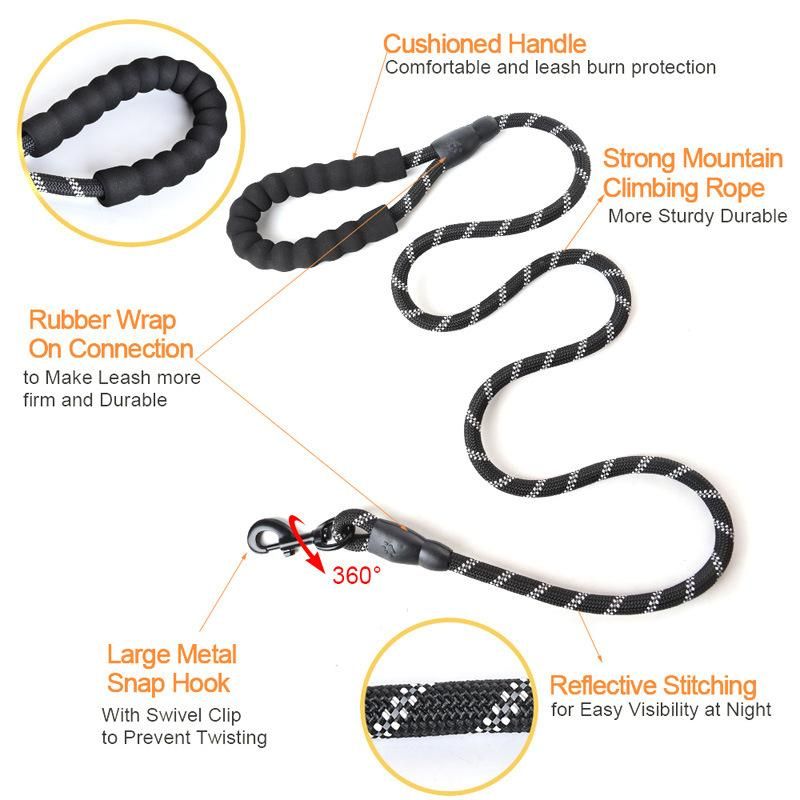 Strong Dog Leash Reflective Comfortable Durable Dog Lead Rope for Dog Walking Leash