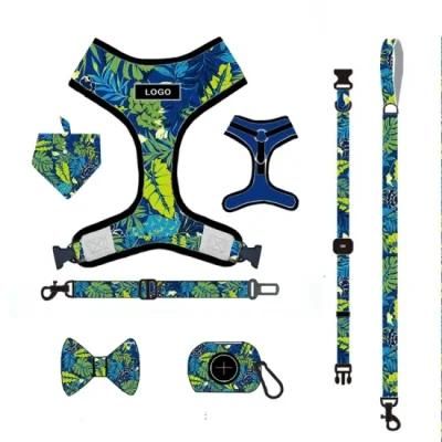 High Quality Pet Supplies Custom Print Dog Harness Belt and Leash Set Dog Accessories Nylon