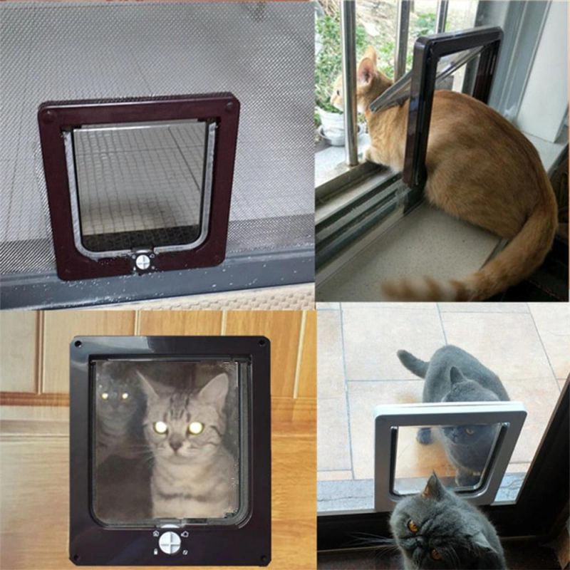 in Stock OEM ODM Pets Products Magnetic Pet Door with 4 Way Locking Cat Doors Flap