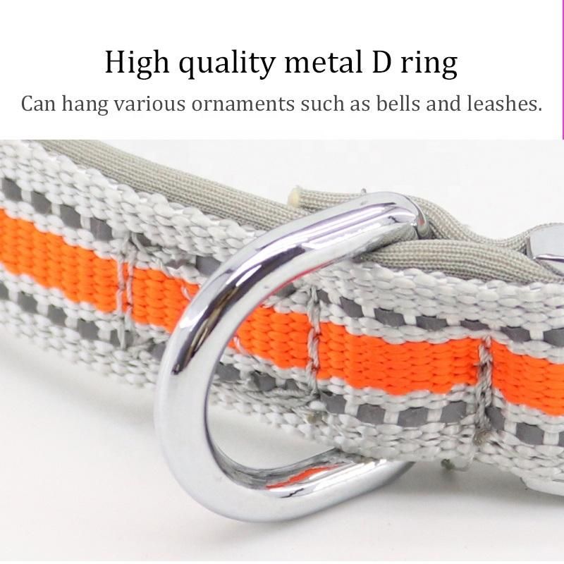 Reflective Premium Nylon Dog Collar with Metal Buckle Adjustable Collar