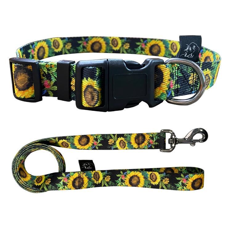 New Adjustable Flower Design Dog Puppy Collar and Lead Leash Set
