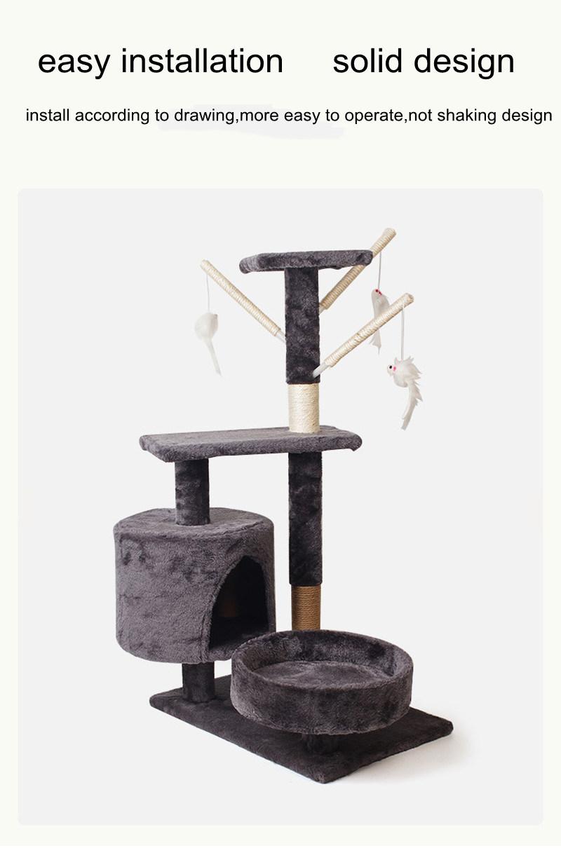 Multi-Level Cat Tree House with Tree Hole and Mouse