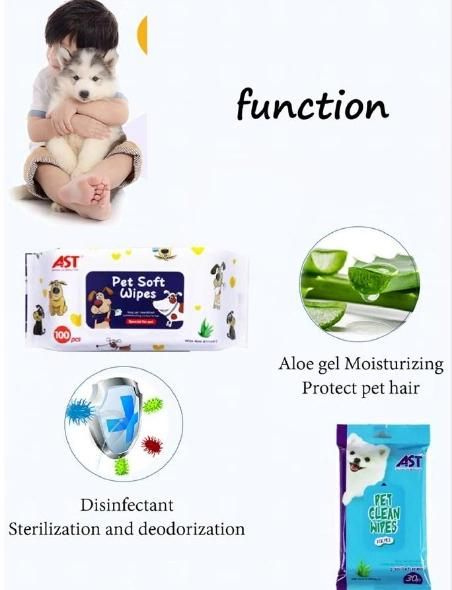 Custom Cat Dog Grooming Wipes Paw Ear Eye Ass Cleaning Wet Wipes Deodorizing Pet Wipes