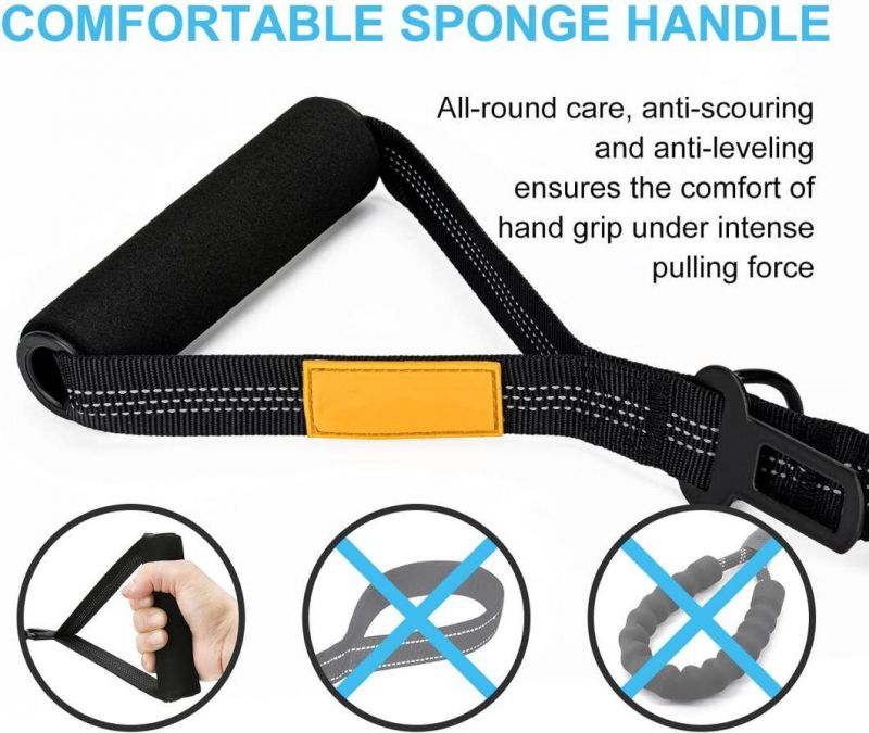 Dog Leash Shock Absorbing with Comfortable Padded Handle and Traffic Handle