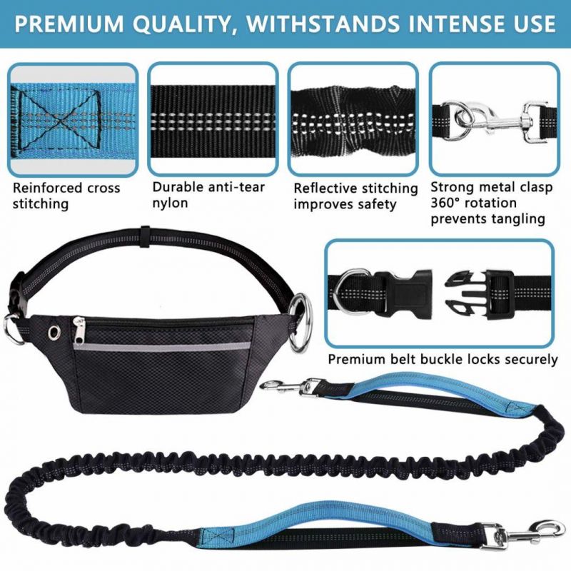 Dog Traction Rope Free Hands Dog Leash with Waist Bag