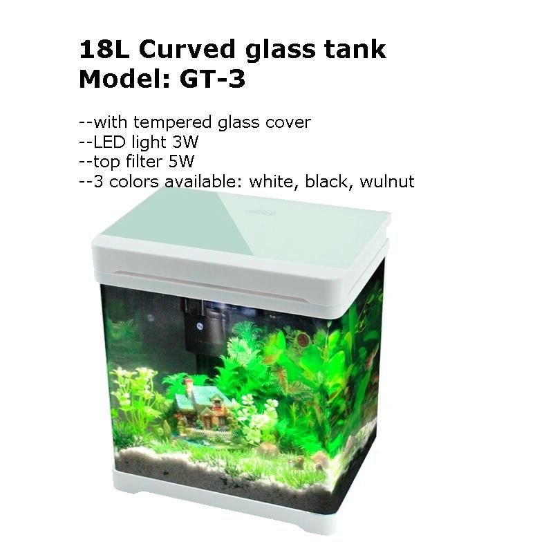 18 Liters Curved Glass Aquarium Tank LED Light