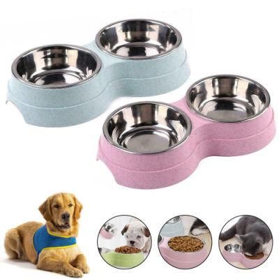 Double Pet Bowls Water Feeder Stainless Steel Pet Drinking Dish Feeder Dog Prdouct Pet Supplies