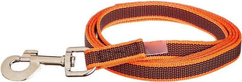 Orange-Gray Dog Lead Strong Nylon Rope No Slip Rubber Stitched 6 FT Long with Handle