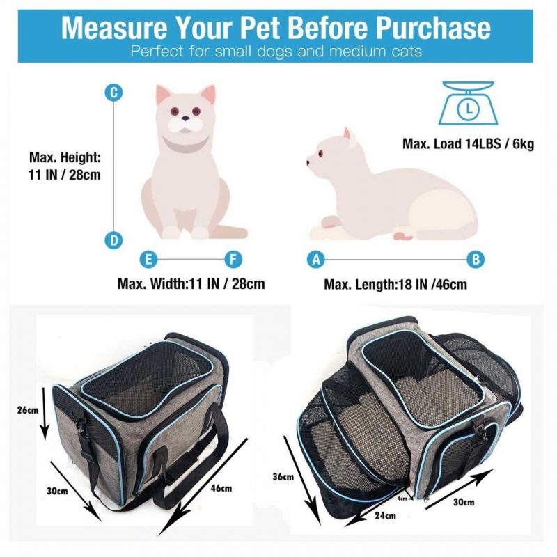 Airline Approved Soft-Sided Portable Luxury Expandable Easy Walk Washable Folding Pet Dog Travel Carrier Bag