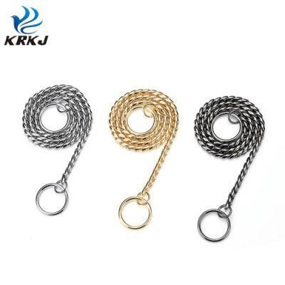 High Quality Copper Material Gold Black Silver Decorative Dog Metal Snake Chain Leash for Pet