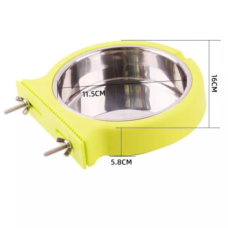 High Quality Plastic Bowl Included Stainless Steel Bowl Hanging Cage Pet Bowl Feeder