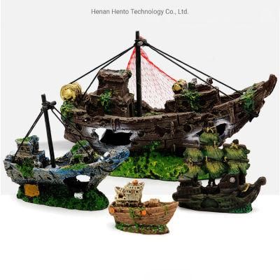 Aquarium Decoration Simulation Shipwreck Landscaping Plastic Fish Tank Ornaments