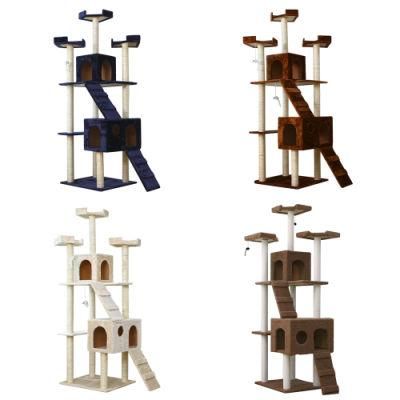 Multi Level Luxury Activity Condo Bamboo Wood Custom House Kittens Scratcher Tree Tower Climbing Cat Tree