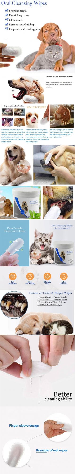 Cat Dog Pet Mouth Tooth Cleaning Finger Wipe