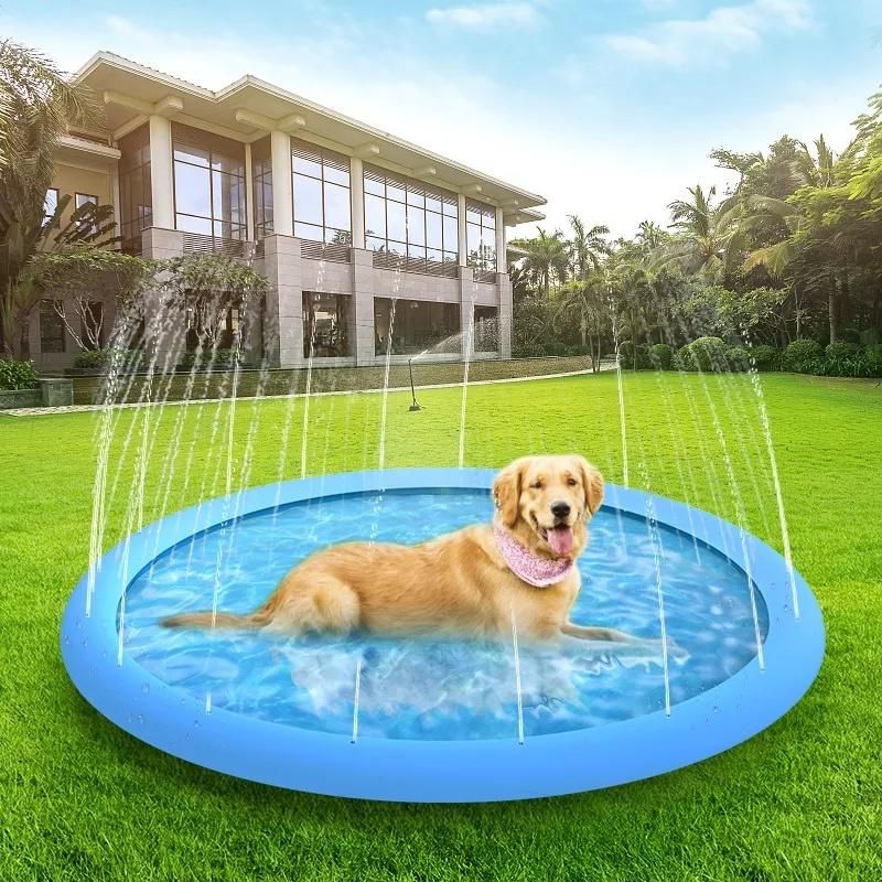 Amazon New PVC Inflatable Water Spray Mat Pad in Stock Dog Bed Water Spray Toy Pad Folding Pet Pool Wholesale