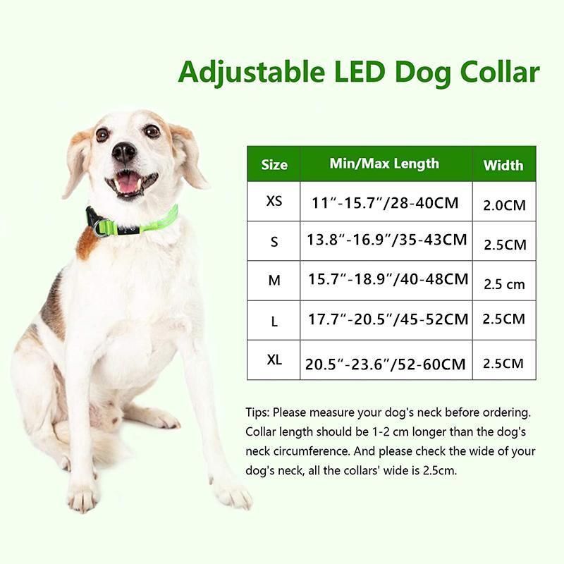 Adjustable Polyester Pet Dog Cat Puppy Safe Luminous Flashing Necklace Supplies LED Lights Dog Pets Collars
