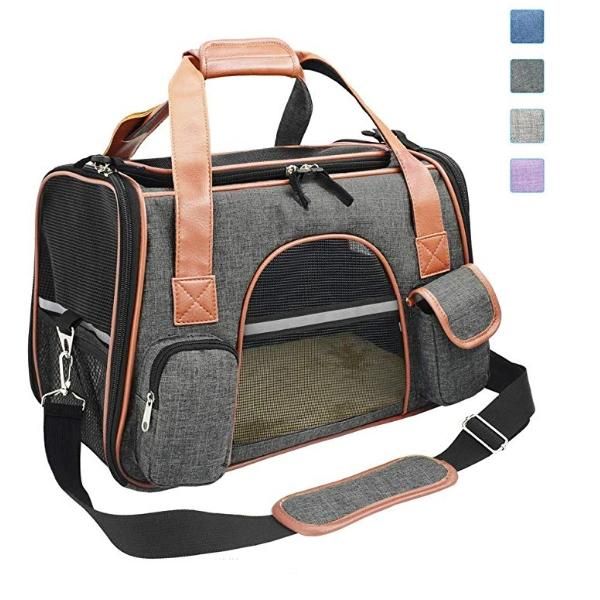 Pet Carrier Airline Approved Soft Sided for Cats and Dogs Portable Cozy Travel Pet Bag, Car Seat Safe Carrier