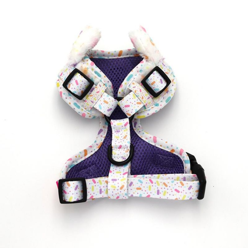 Lovely Fashion Nylon Velvet Pet Harness Comfortable Embroidered Dog Harness