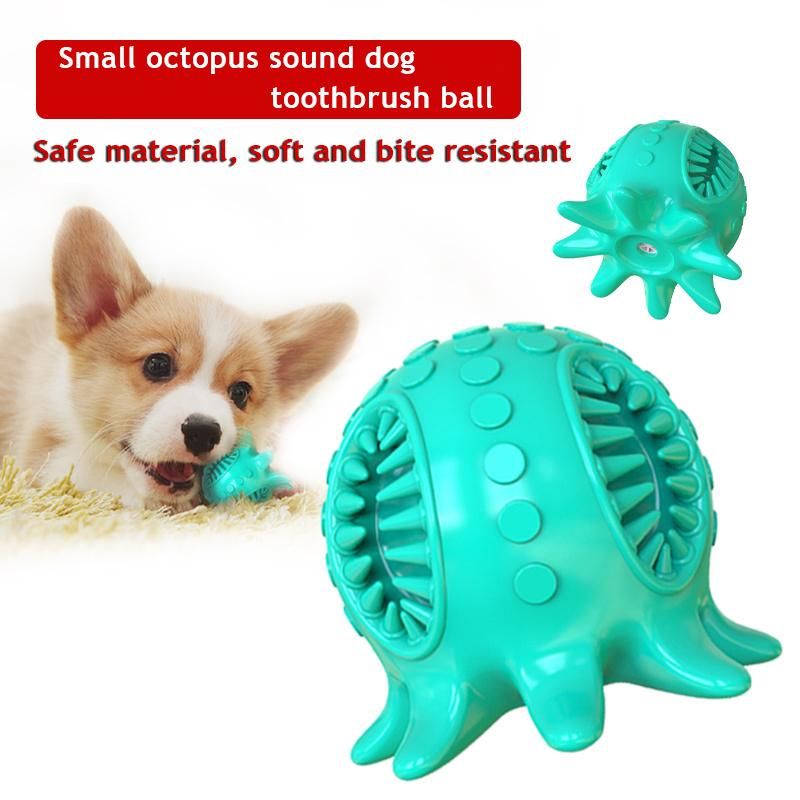 Pet Gnaw Resistant Octopus Squeaky Ball Toy Dog TPR Molar Cleaning Tooth Brush Ball Pet Dog Toys Squeaky Dog Toys