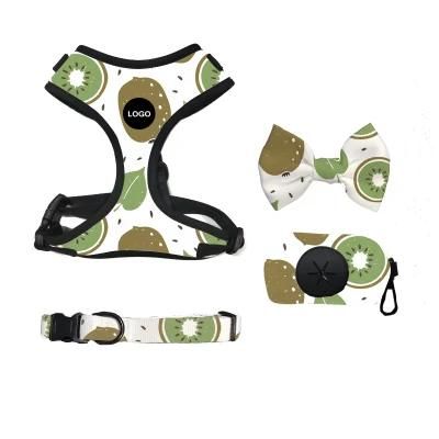 2021 Hot Sale Pet Products Custom Adjustable Soft Comfortable Pattern Dog Harness Leash Collar Poo Bag Set