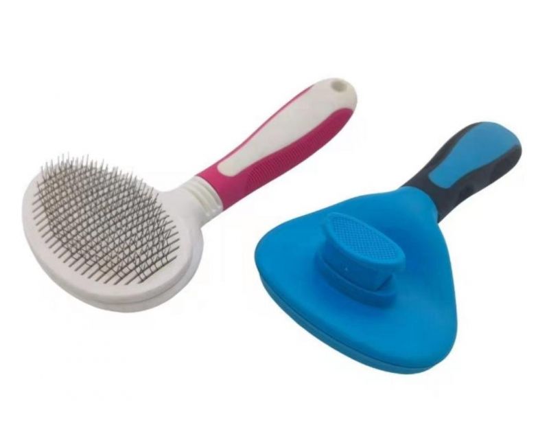 Pet Hair Comb with Self Cleaning Button Pet Tangles and Knot Hair Removal Pet Daily Care Supplies White
