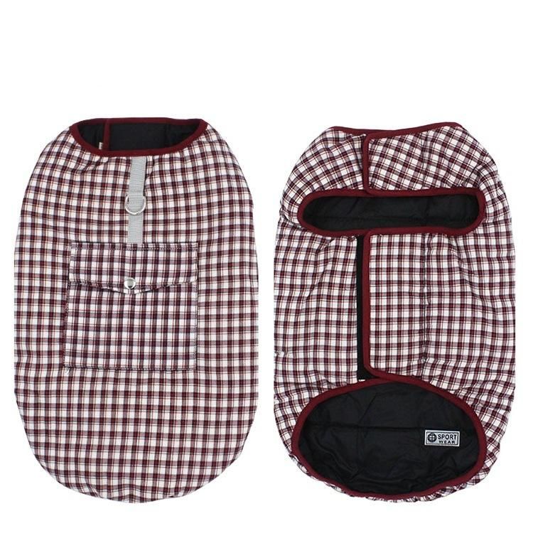 Dog Products, Dog Cold Weather Coat, Reversible Waterproof Warm Dogs Jacket Vest Winter Coat with Pocket and D-Ring, Windproof Pet Cotton Clothes