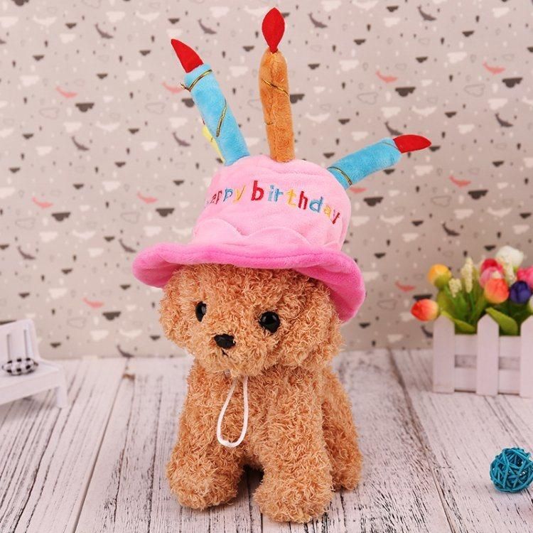 Funny Comfortable Happy Birthday Cake Shaped Dog Cap Plush Birthday Pet Hats