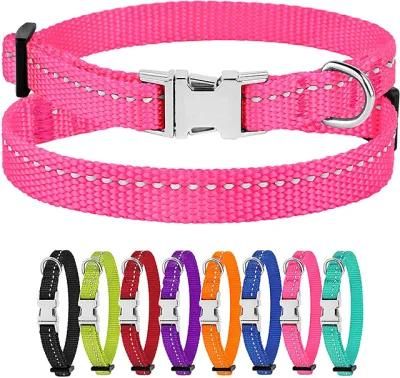 Customized Designed Durable Nylon Reflective Metal Buckle Pet Dog Collar