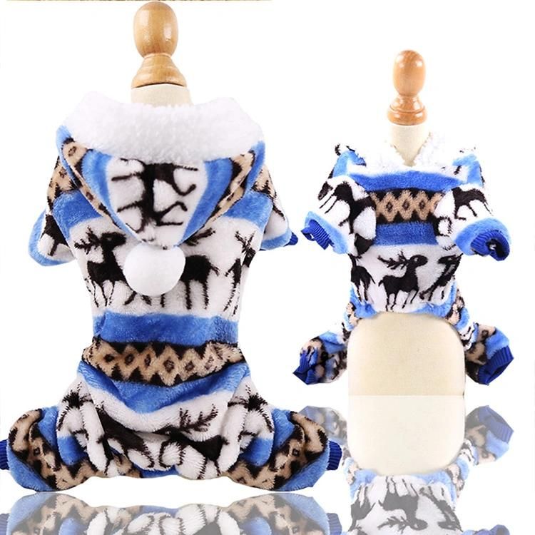 Autumn and Winter New Coral Plush Pet Clothes Dog Clothes Cat Clothes Four Foot Plush Teddy