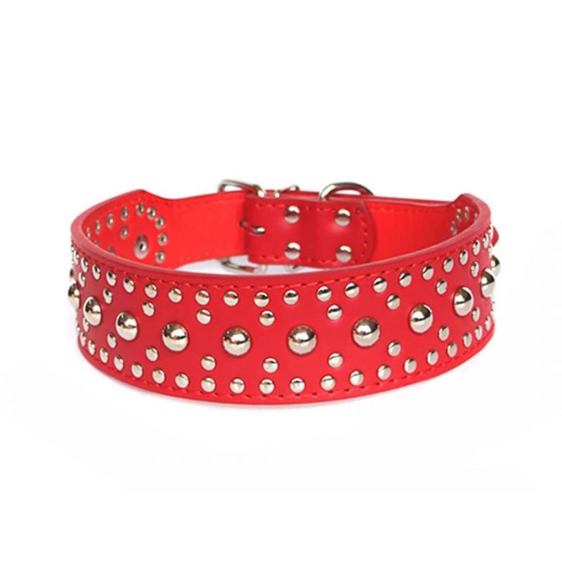 5 Rows Rivet Studded PU Leather Pet Collar for Large Dog Collar