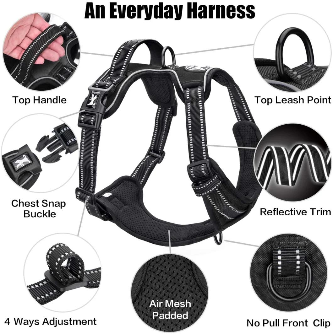 No Pull Dog Harness Reflective Vest Harness with 2 Leash Attachments