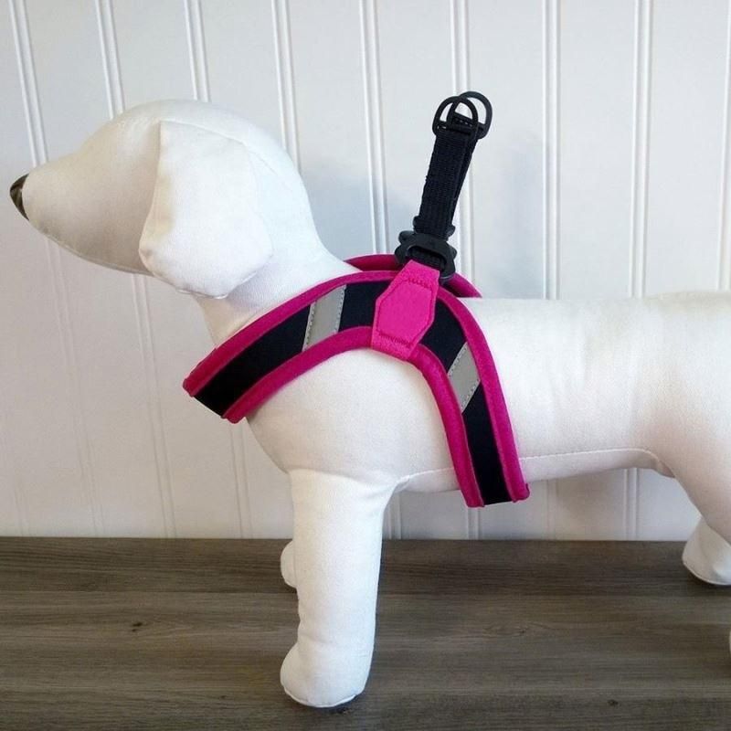 Simple Easy on Reflective Strip Pink Color Neoprene Dog Harness