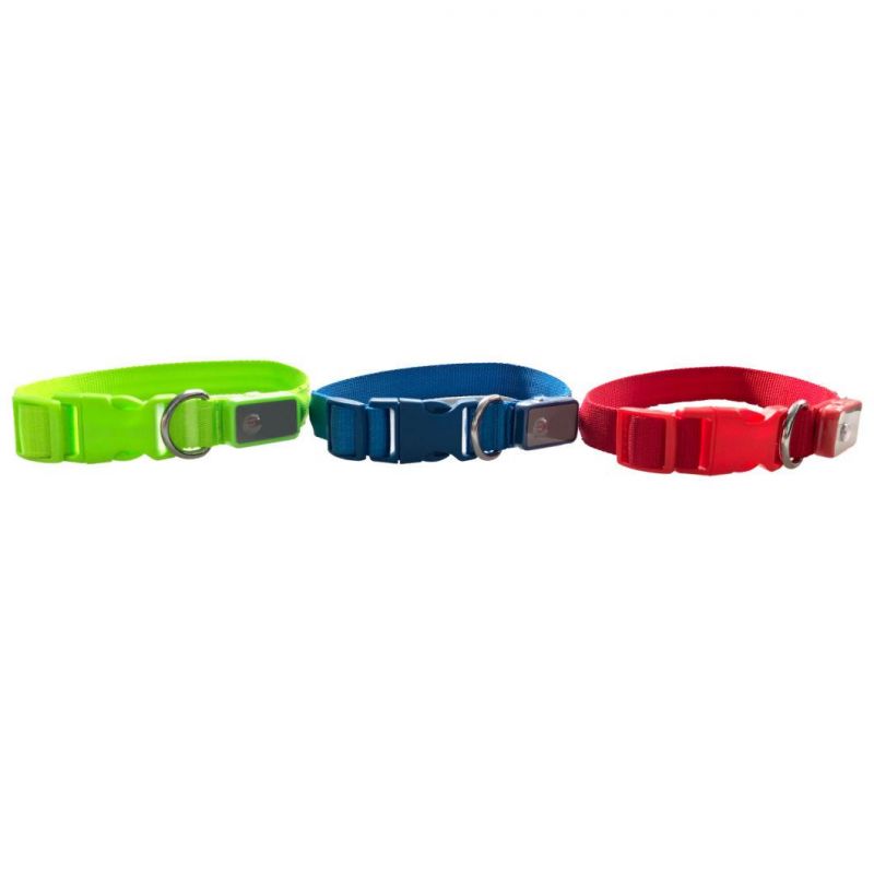 Pet Supplies Custom Wholesale Nylon Waterproof Rechargeable Luminous Glow Necklace Dog Collar LED Light Pet Dog Collar