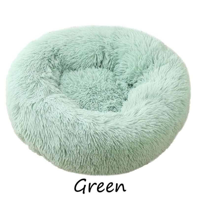 Wholesale Large Plus Pet Bed Fluffy Faux Fur Polyester Fiber Removable Cover Round Cozy Donut Dog Bed