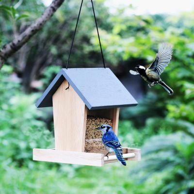 Outdoor Garden Automatic Large Hanging Wooden Wild Bird Feeder