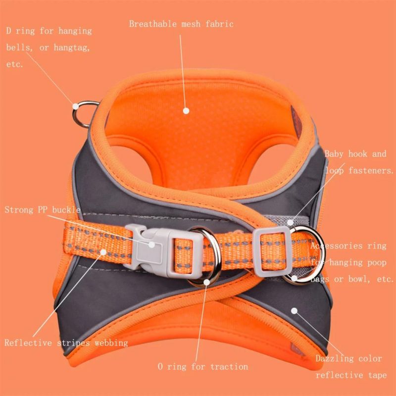 Dazziling Color Reflective Pet Harness with Pet Leash