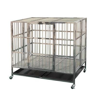 Wholesales Strong Stainless Steel Foldable Dog Crate with Wheels