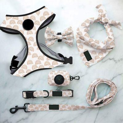 Factory OEM Custom Logo Pattern Adjustable Soft Mesh Padded Reversible Dog Harness Lead Collar Set/Pet Accessories Dog