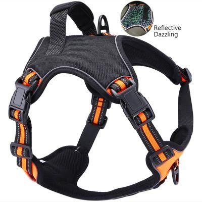 High Quality Dog Backpack Harness Luxury Reflective Dazzling Colorful Thickened Nylon Webbing Harness for Pets