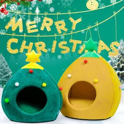 Christmas Tree Shape Comfortable Cat Cage Bed Pet Supply