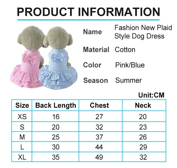 Super March Offer Pet Puppy Dog Summer Clothes Plaid Dog Dress