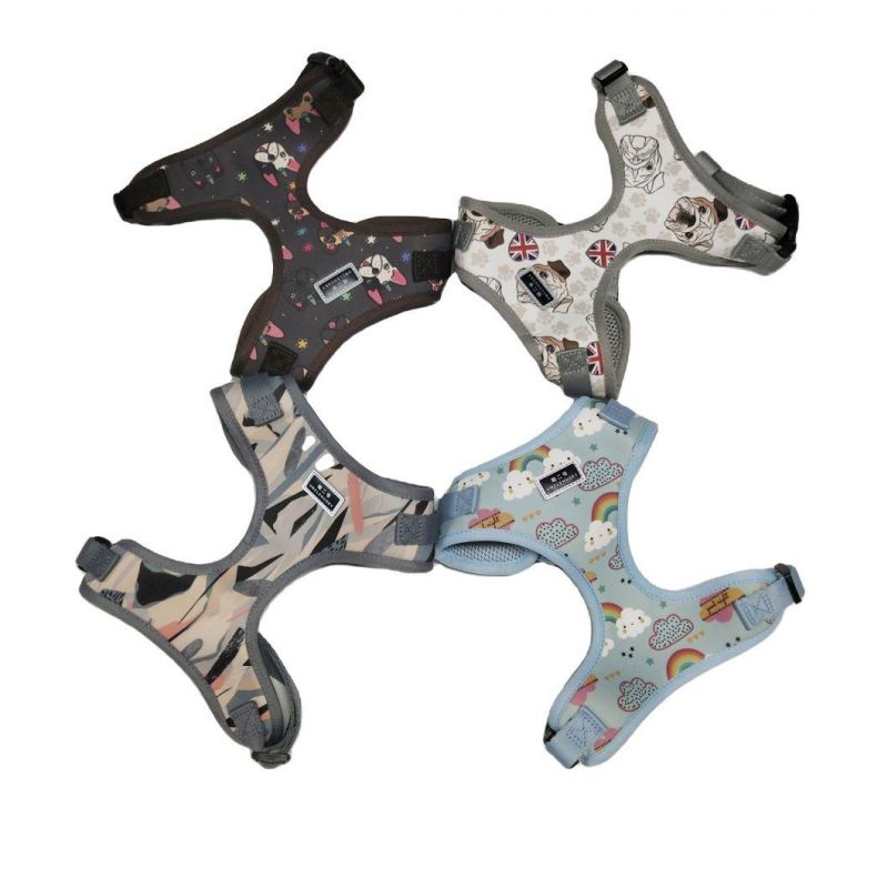 High Quality Dog Harness Set Print Reflective OEM Accept Adjustable Dog Collar Leash and Reversible Harness Set with Dog Bowtie/Dog Accessories
