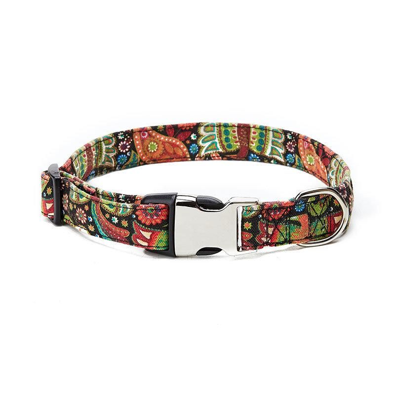 Custom Logo Premium Dog Accessories Polyester Durable Silver Dog Collar Designer