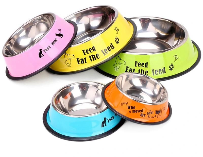 Pet Supplies Non-Slip Stainless Steel Dog Drinking Water Food Bowl