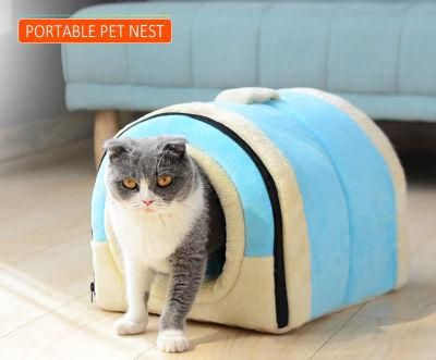 Luxury Cat Nest Calming Pet Nest Small Dog Bed Warm Cat Beds Portable Pet Bed