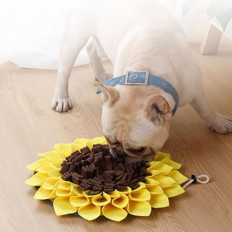 Pet Dog Snuffle Mat Nose Smell Training Sniffing Pad Feeding Bowl Sunflower Puzzle Toy